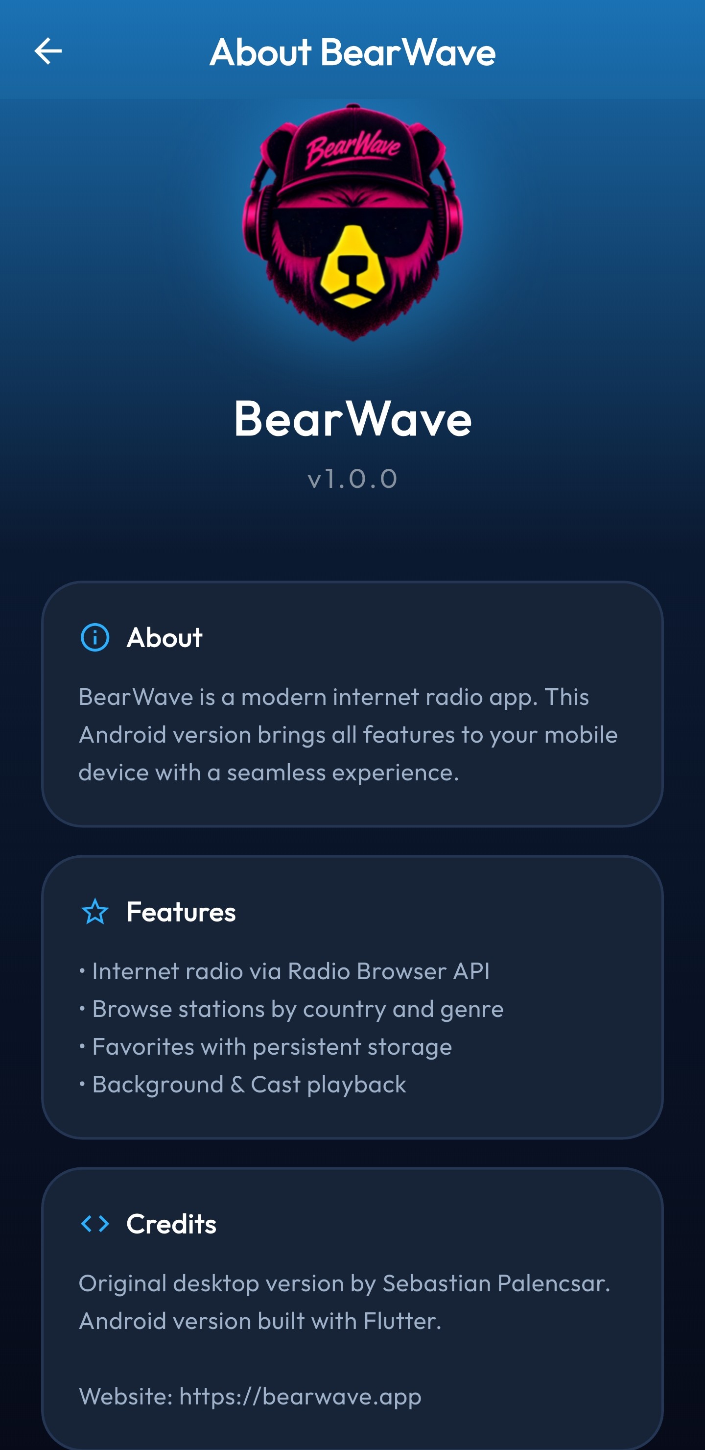 Über die App (Info)