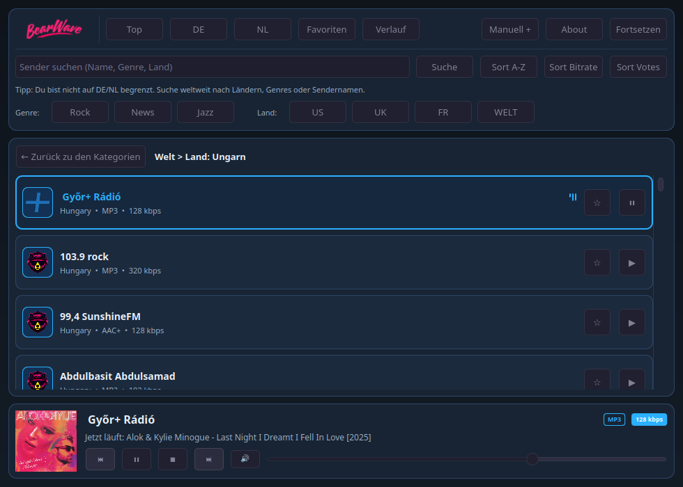 Metadaten-Anzeige und Cover-Cache im Player
