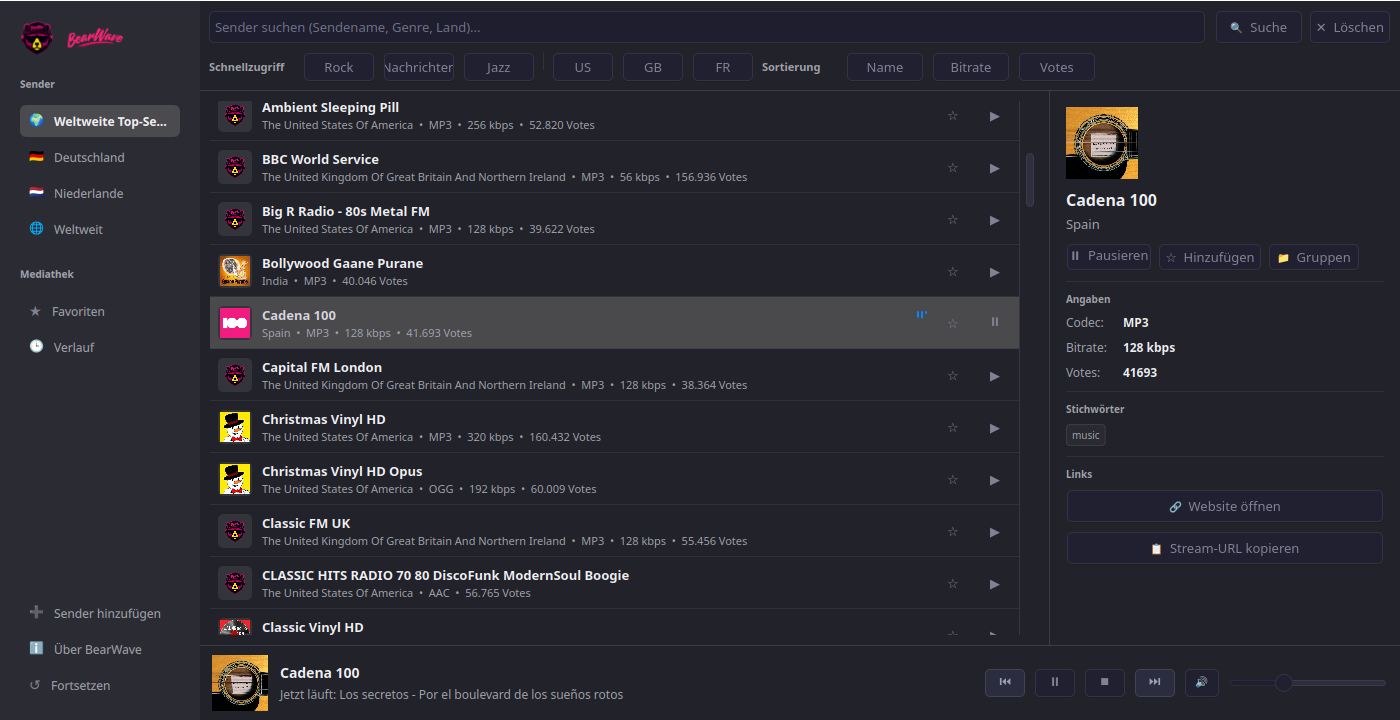 Station browser with filters